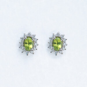 925 Silver Natural Peridot And Cubic Zirconia Womens Earring