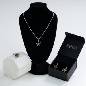 925 Silver Multi Colour Natural Semi Precious Womens Jewelry Set