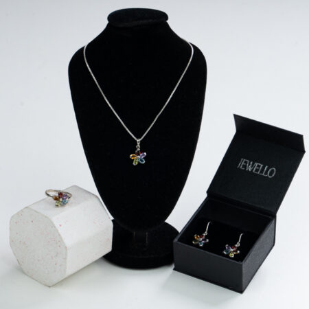 925 Silver Multi Colour Natural Semi Precious Womens Jewelry Set